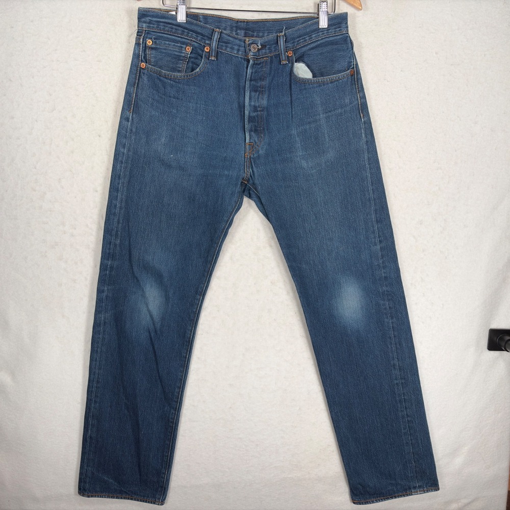 Levis 501 Original Fit Jeans Mens 34x34 Blue Denim Straight Leg 00501-0000